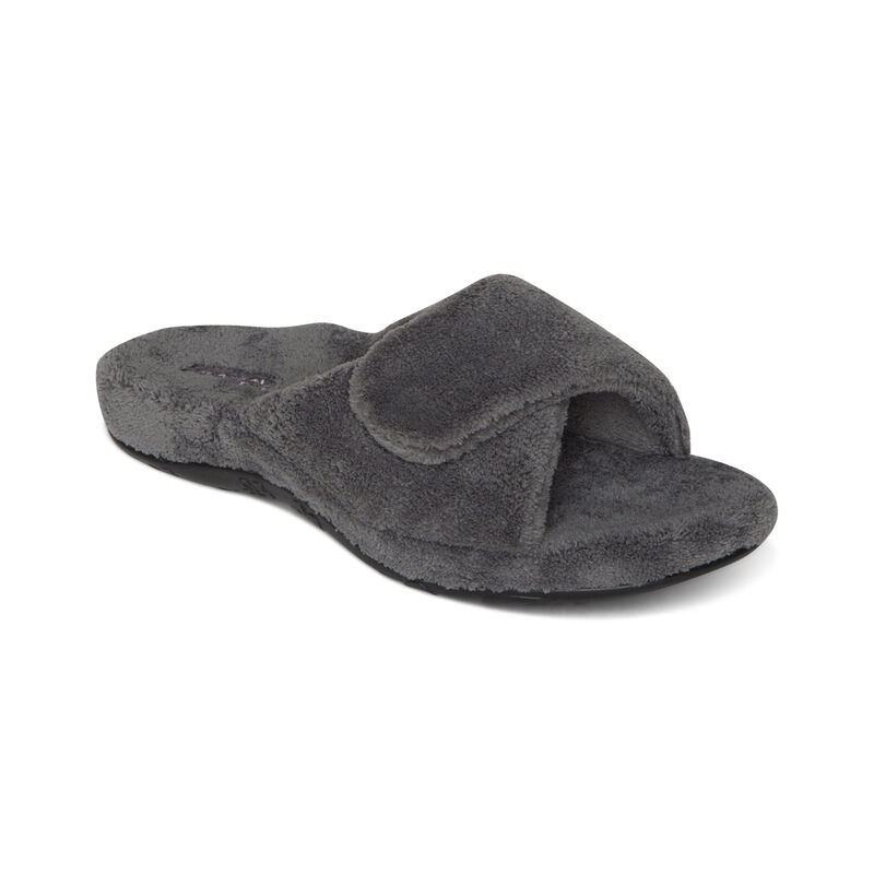 Aetrex Womens Shelby Open Toe Slippers Grey - XLrNa9IbZ